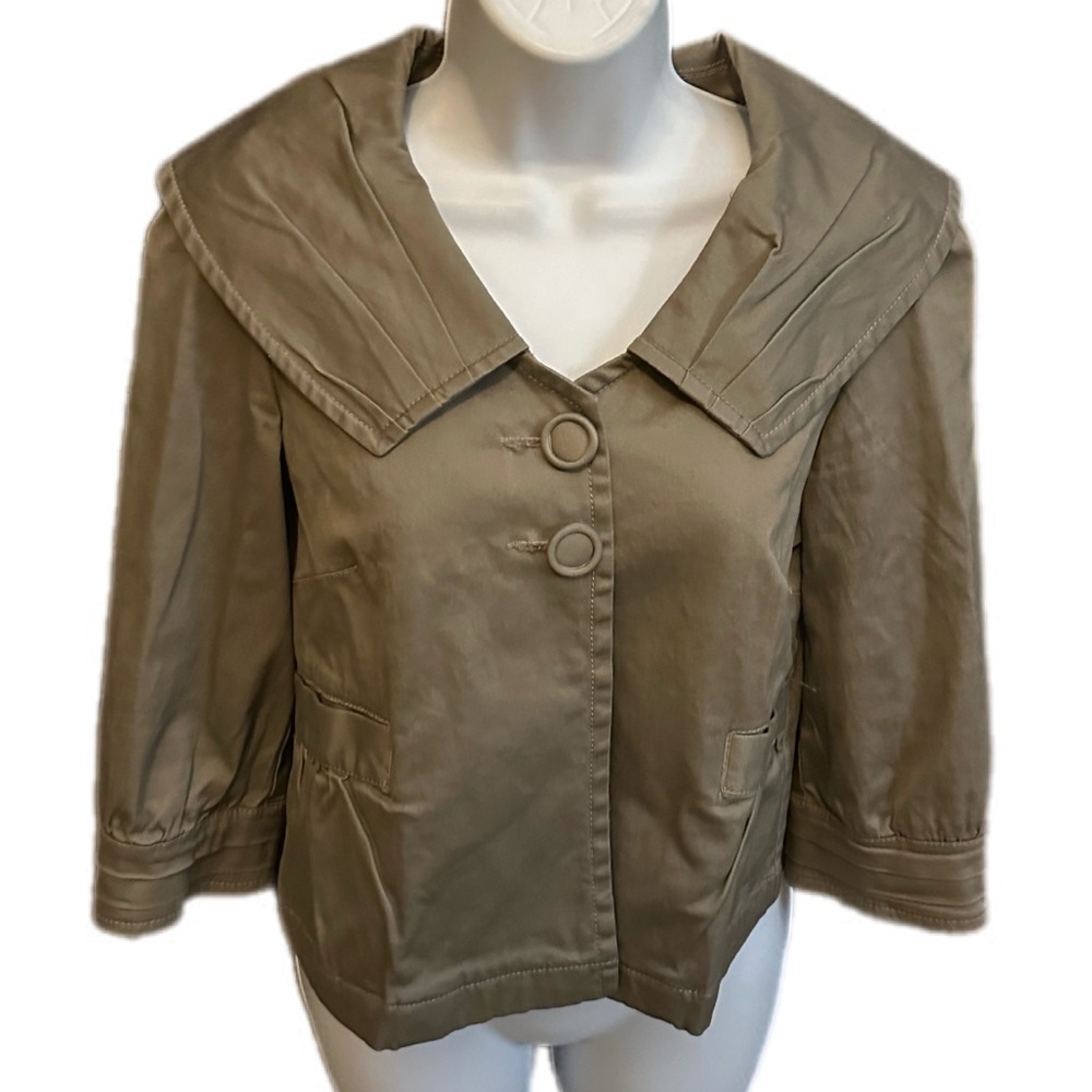 Sanctuary Blazer Jacket Cropped 3/4 Sleeves 2 Button Brown Size M